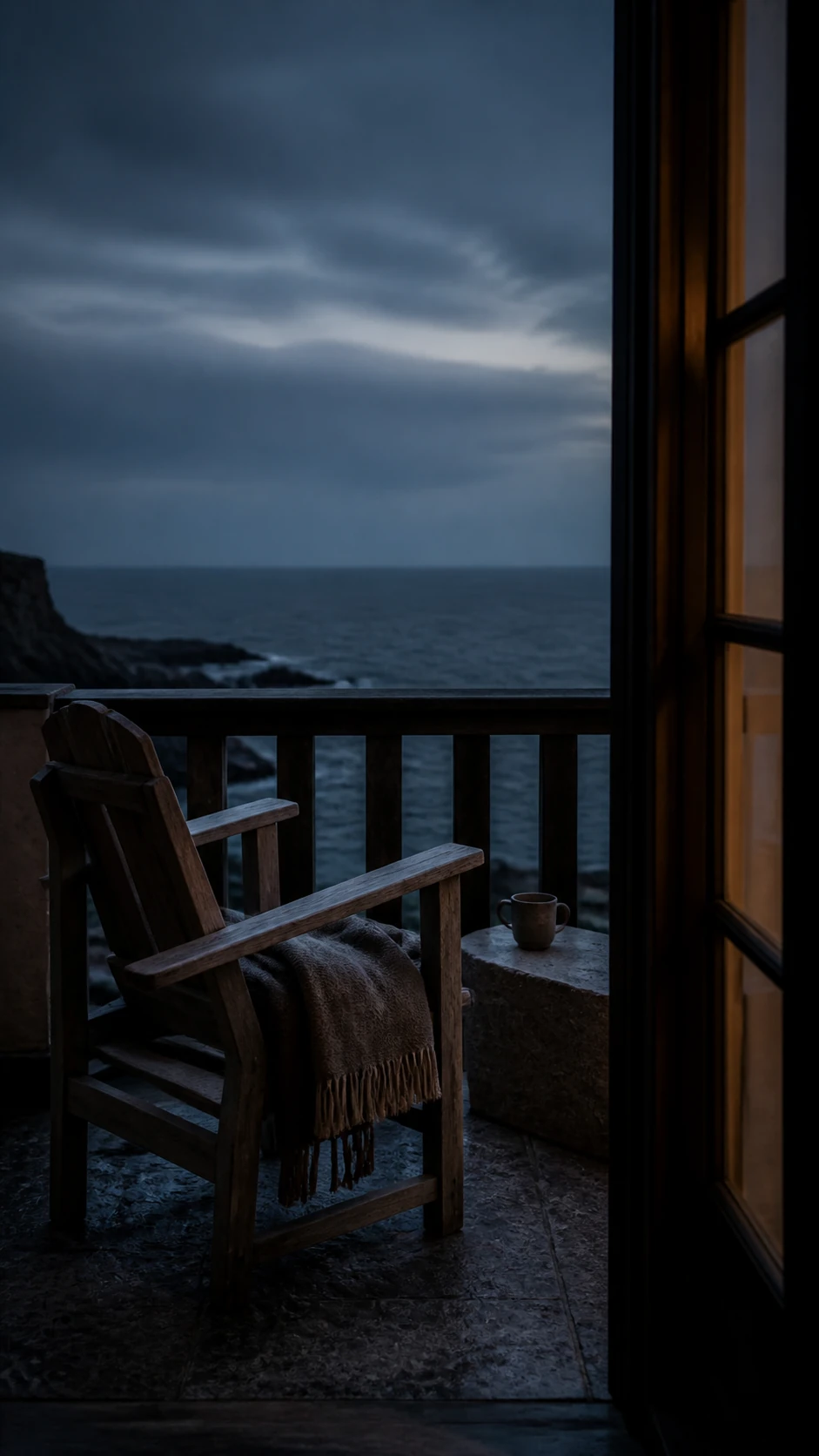 Terrazza vuota sulla costa prima dell’alba