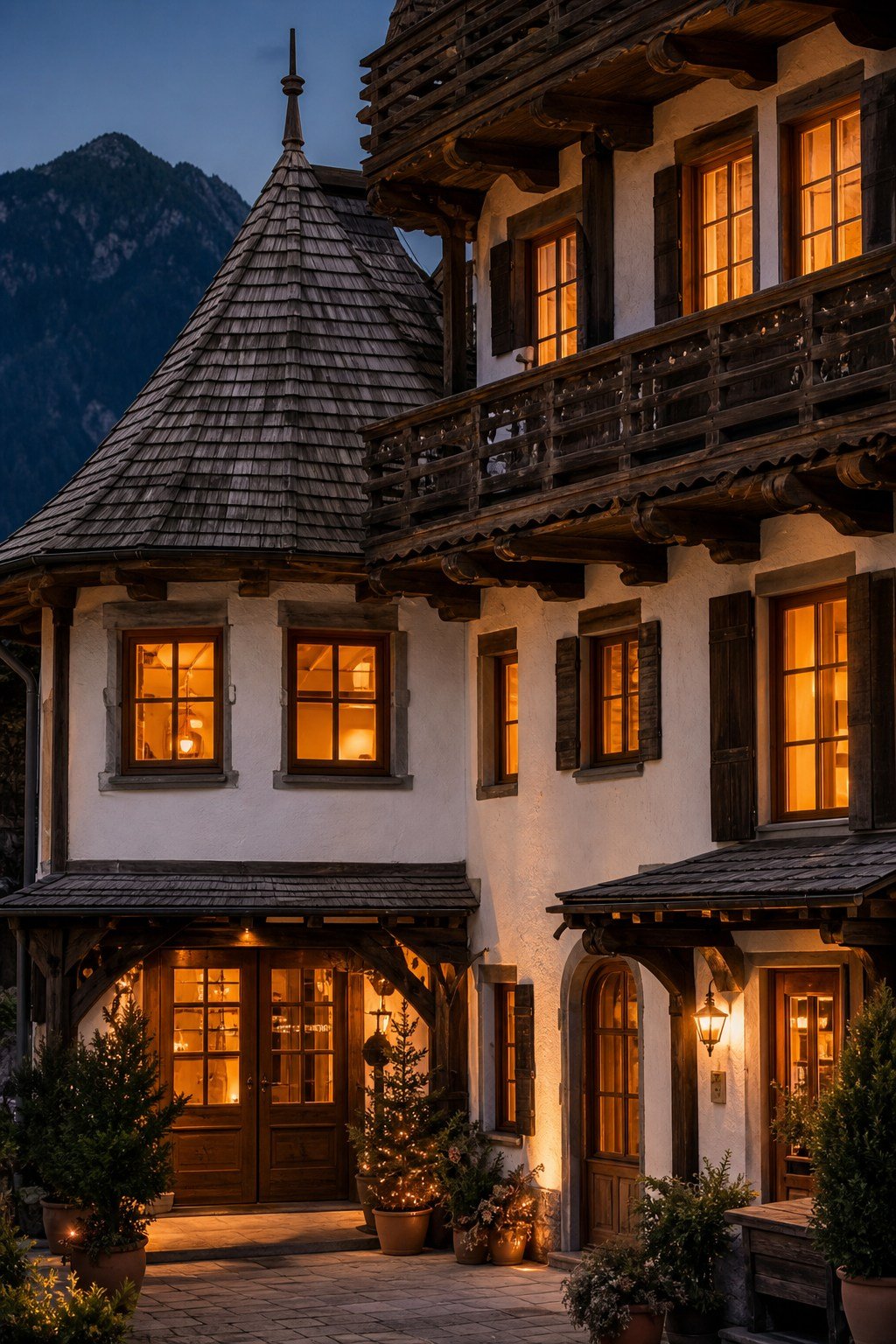 Hotel tradizionale in montagna, immagine concettuale